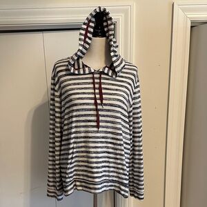Market & Spruce Striped Hoodie with Red Accents